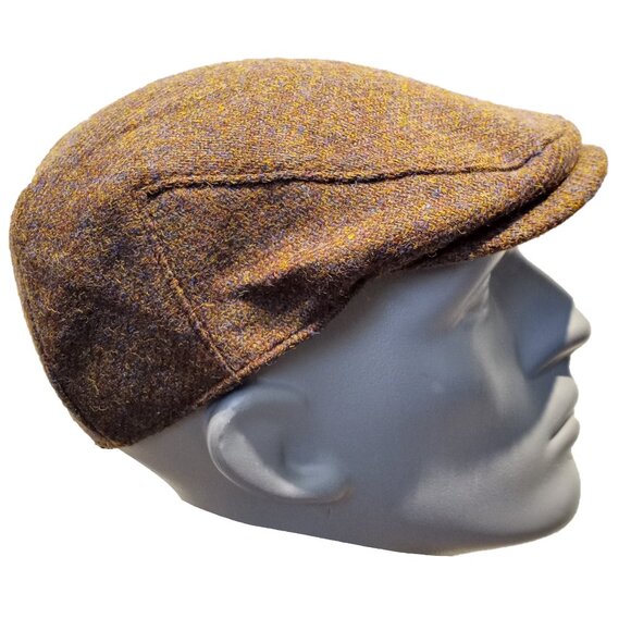 Hartside HS14 Scottish Highland Harris Tweed® Flat Cap in BROWN MIX -PICK SIZE - Picture 6 of 9